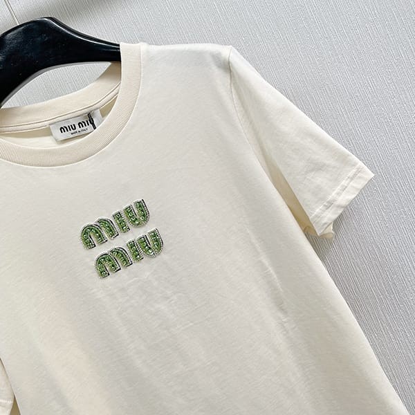 最安値挑戦ミュウミュウ スーパーコピー ジャージー Tシャツ MJN499_14ARF0HAT​
